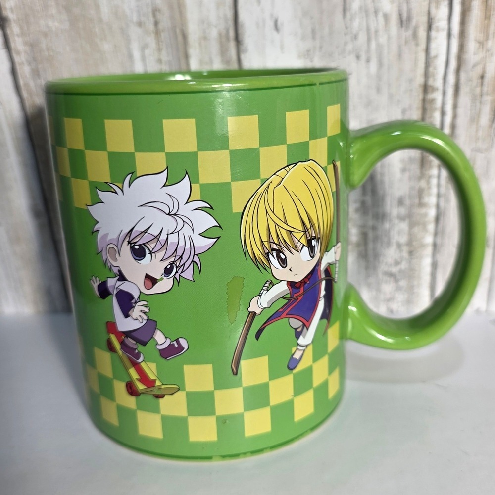 Hunter x Hunter Chibi Characters Green Checkered Ceramic Coffee Mug Just Funky - Picture 9 of 9